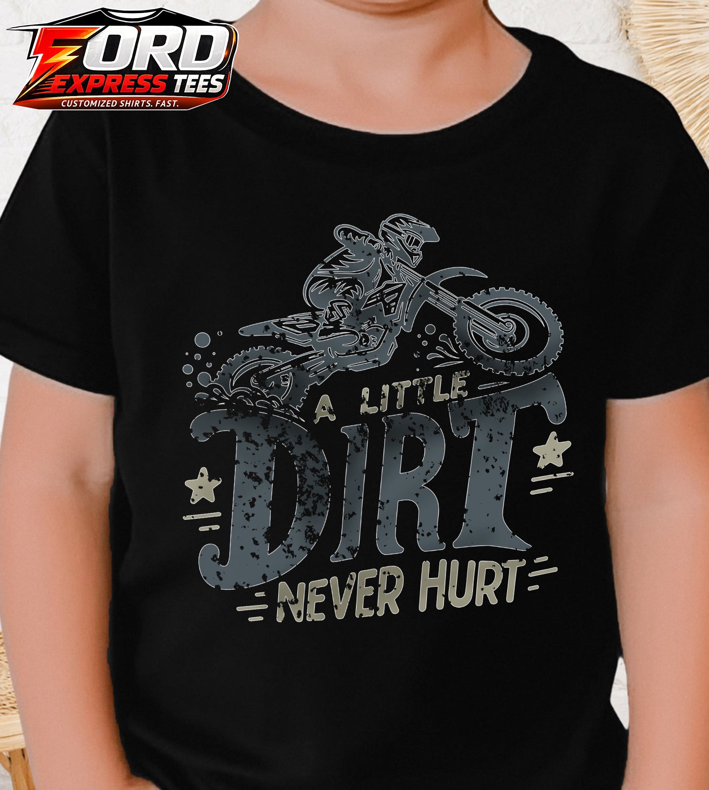 A little Dirt Never Hurt Dirt Bike Graphic Tee
