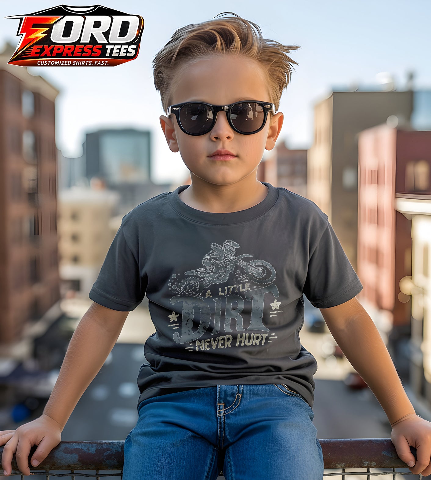 A little Dirt Never Hurt Dirt Bike Graphic Tee
