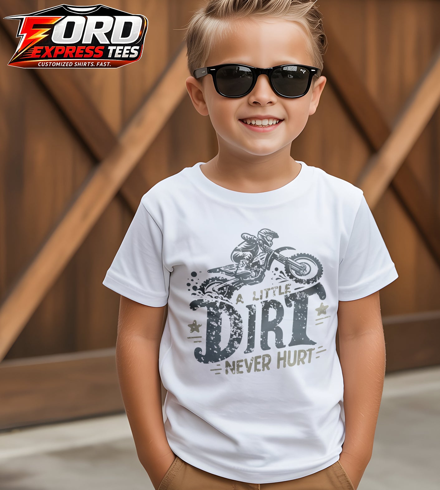 A little Dirt Never Hurt Dirt Bike Graphic Tee