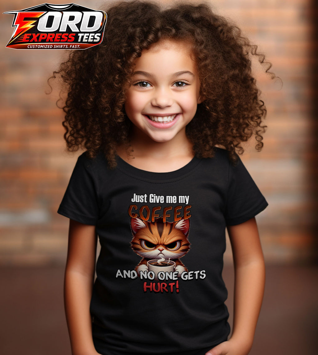 Angry Cat Funny Coffee Graphic Tee