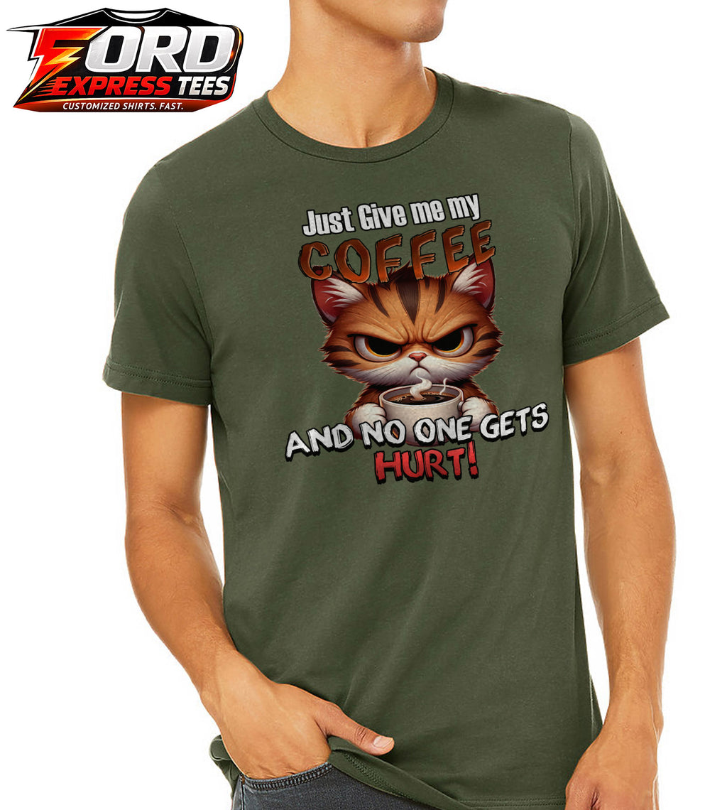 Angry Cat Funny Coffee Graphic Tee