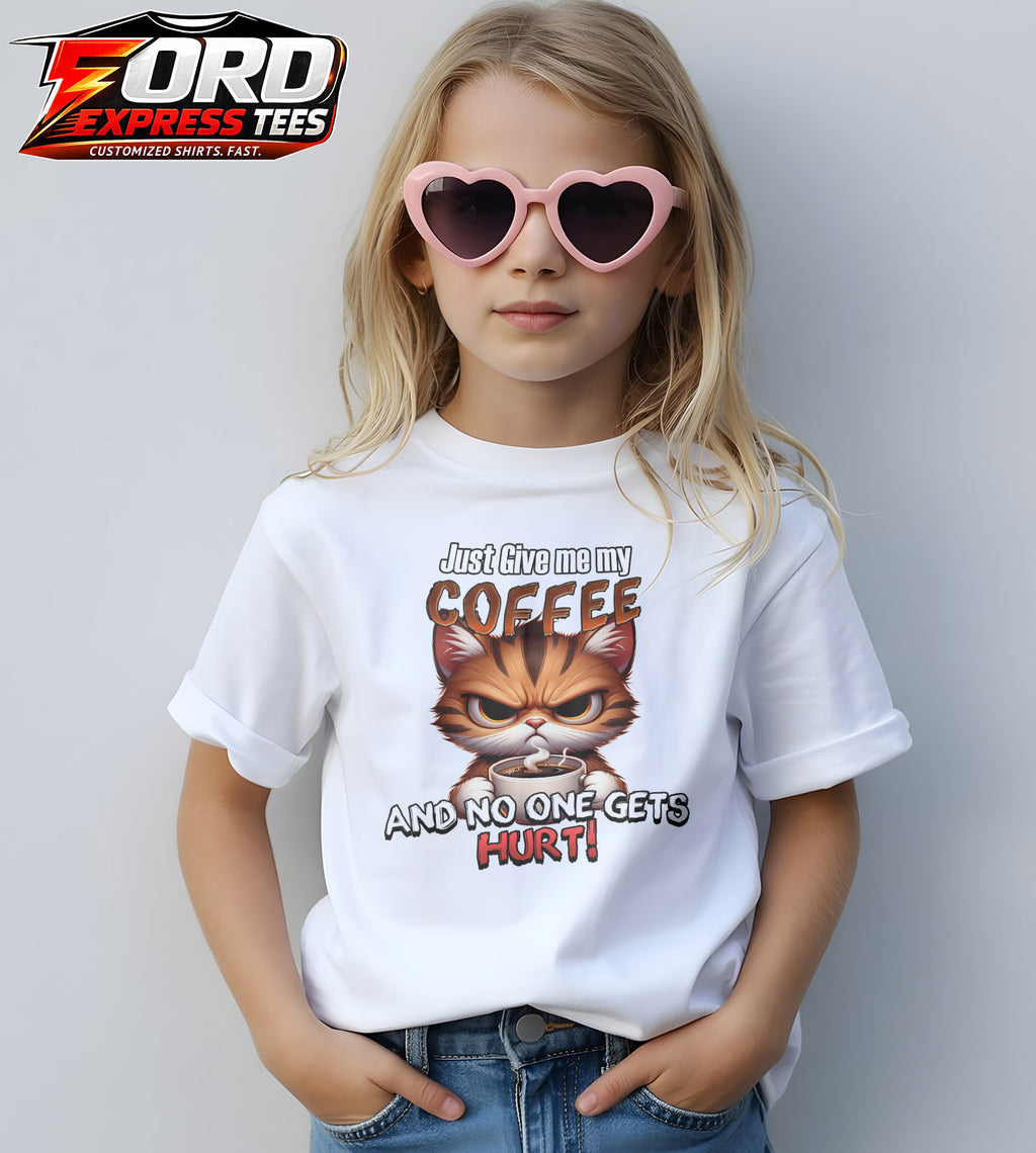 Angry Cat Funny Coffee Graphic Tee