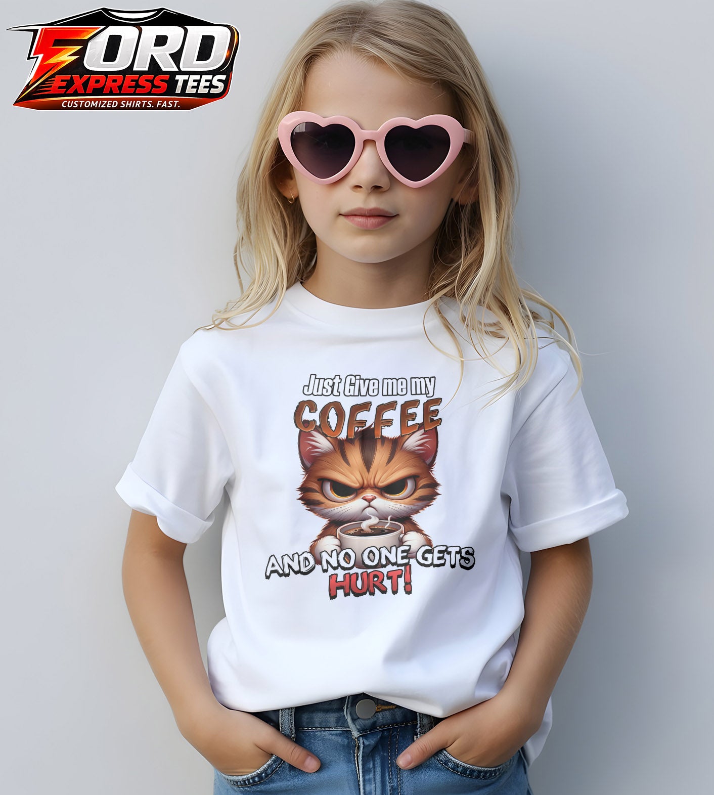 Angry Cat Funny Coffee Graphic Tee