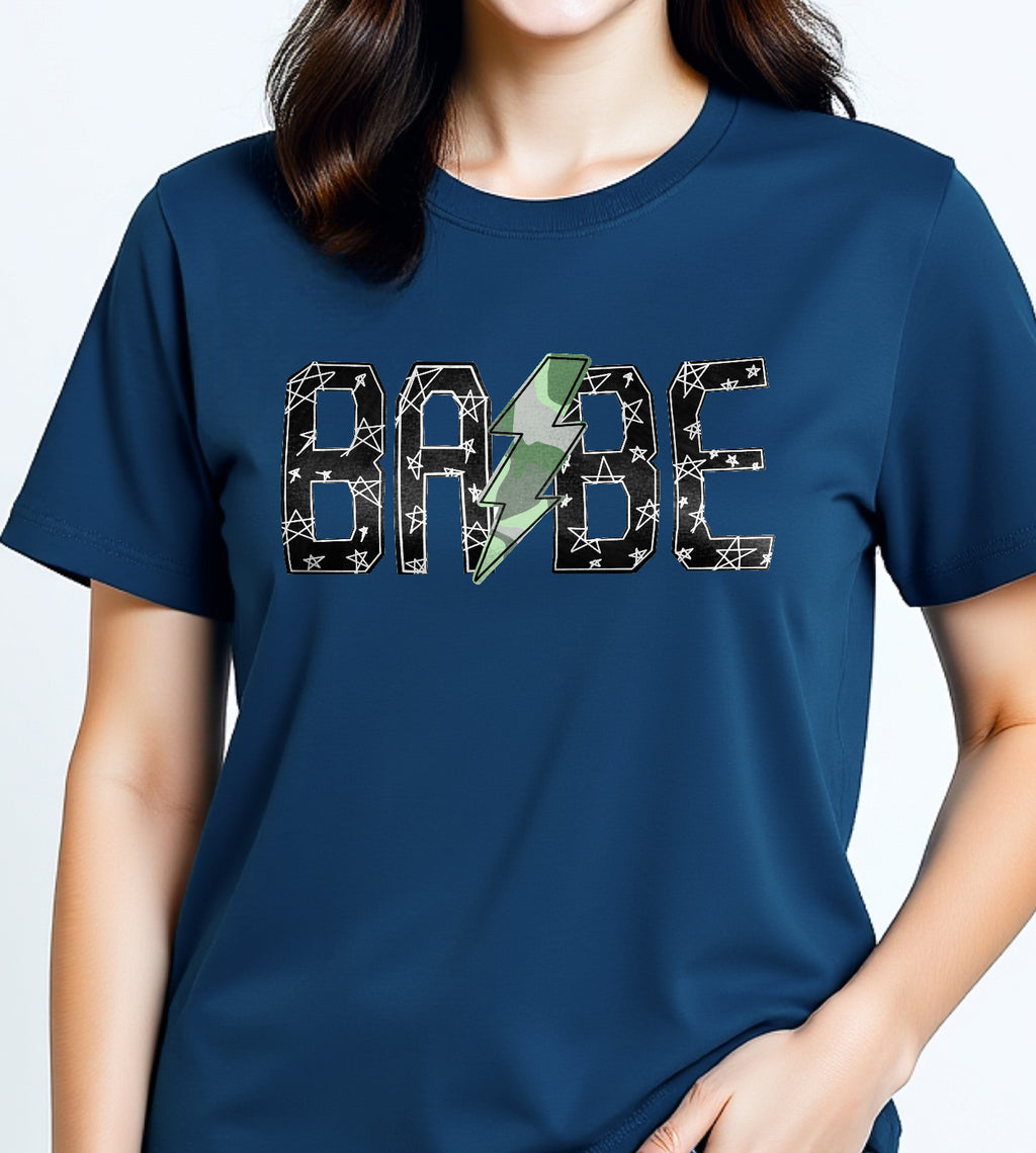 Babe Mom Rock Star Black Graphic Tee