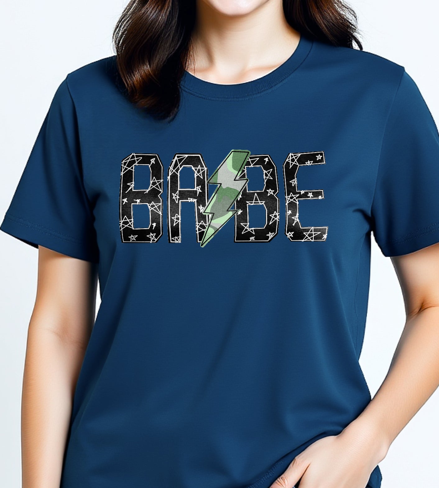 Babe Mom Rock Star Black Graphic Tee