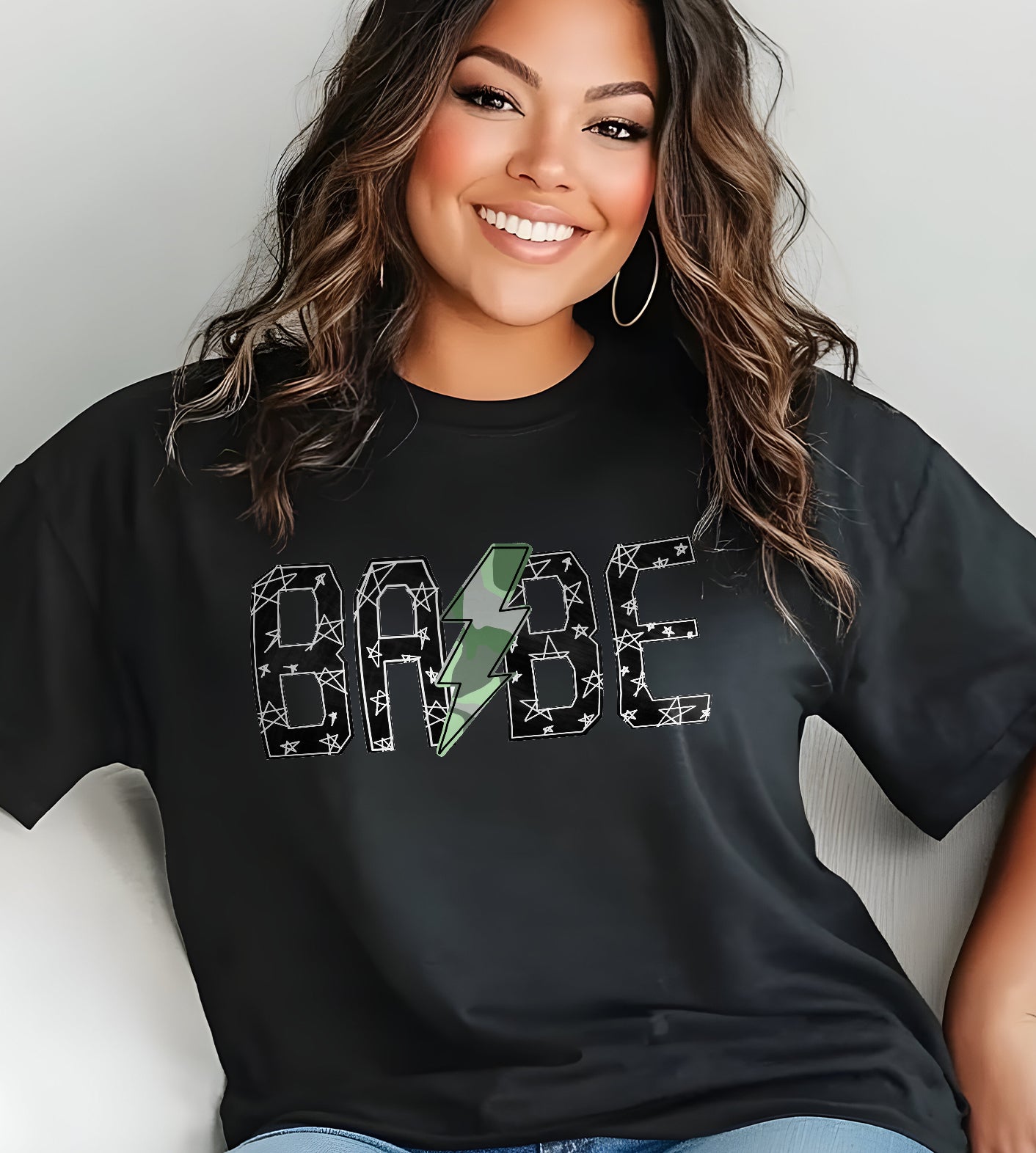 Babe Mom Rock Star Black Graphic Tee