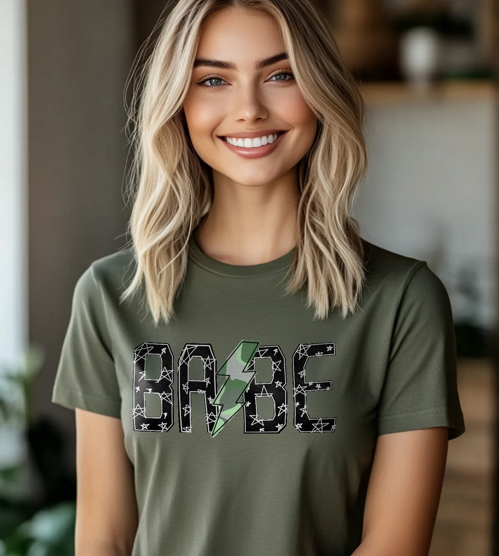 Babe Mom Rock Star Black Graphic Tee