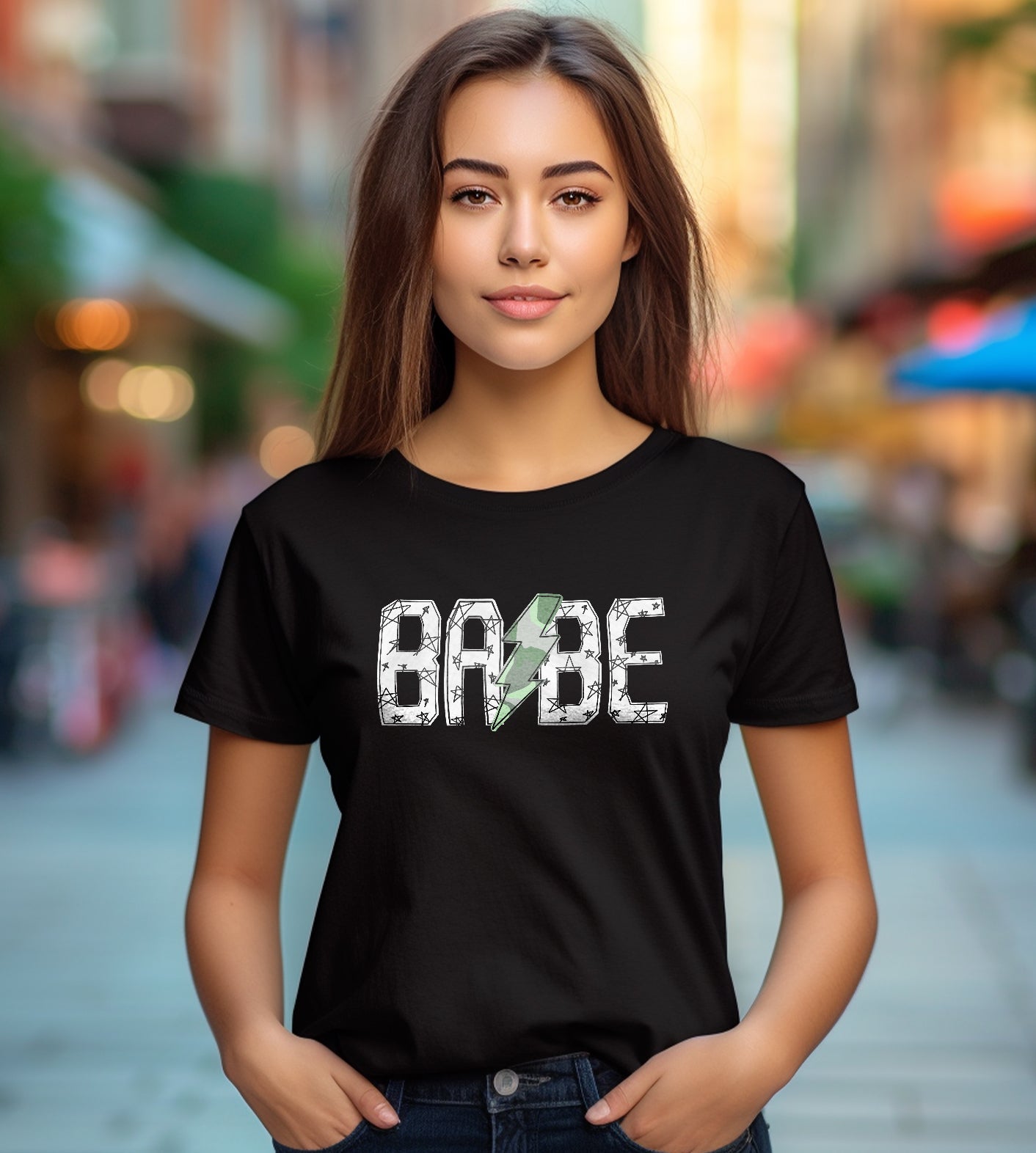 Babe Mom Rock Star White Graphic Tee