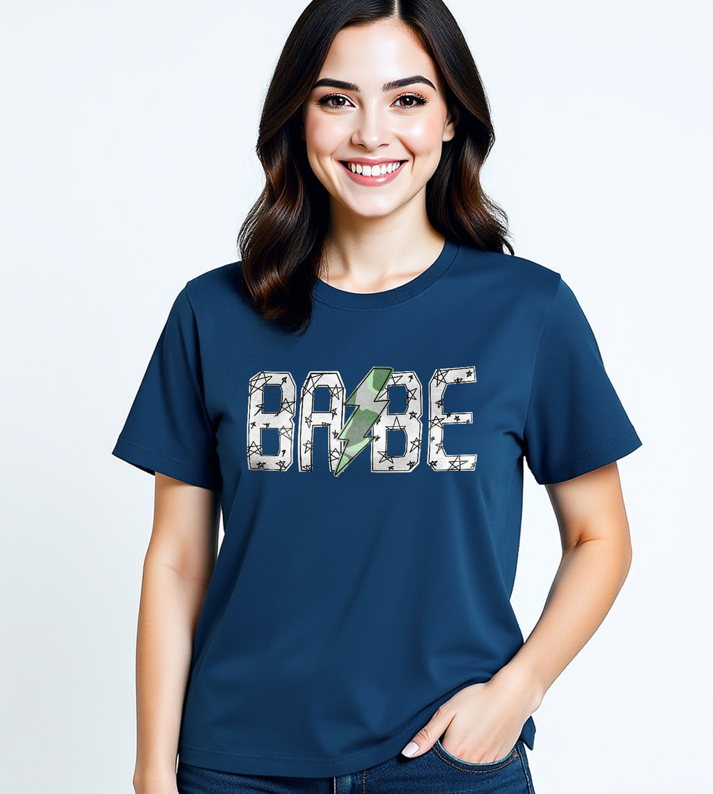 Babe Mom Rock Star White Graphic Tee
