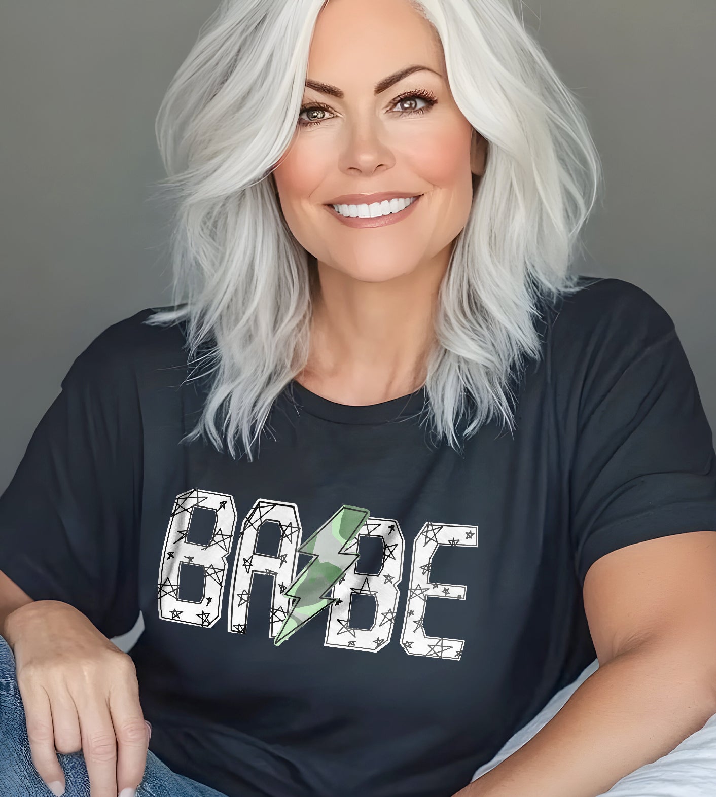 Babe Mom Rock Star White Graphic Tee