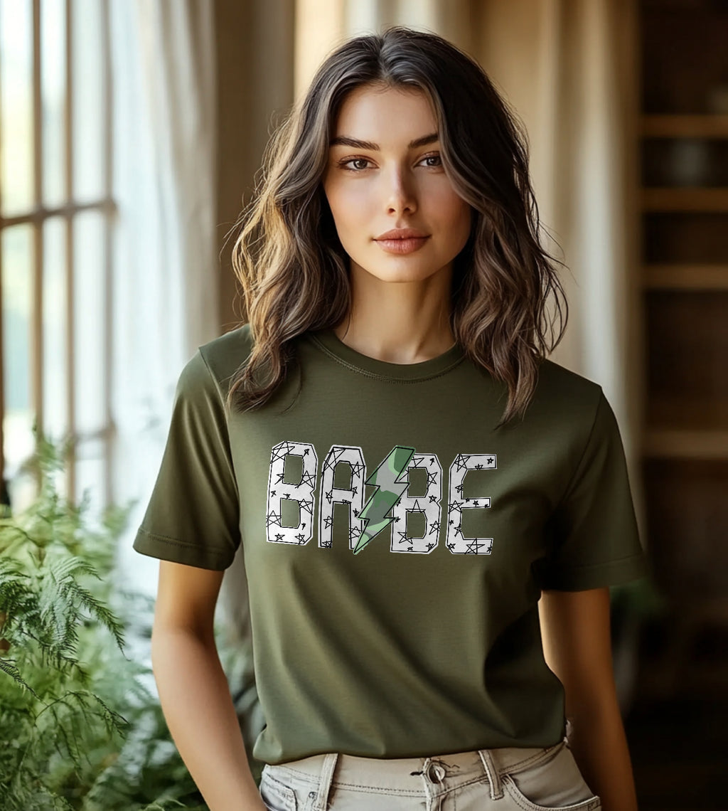 Babe Mom Rock Star White Graphic Tee