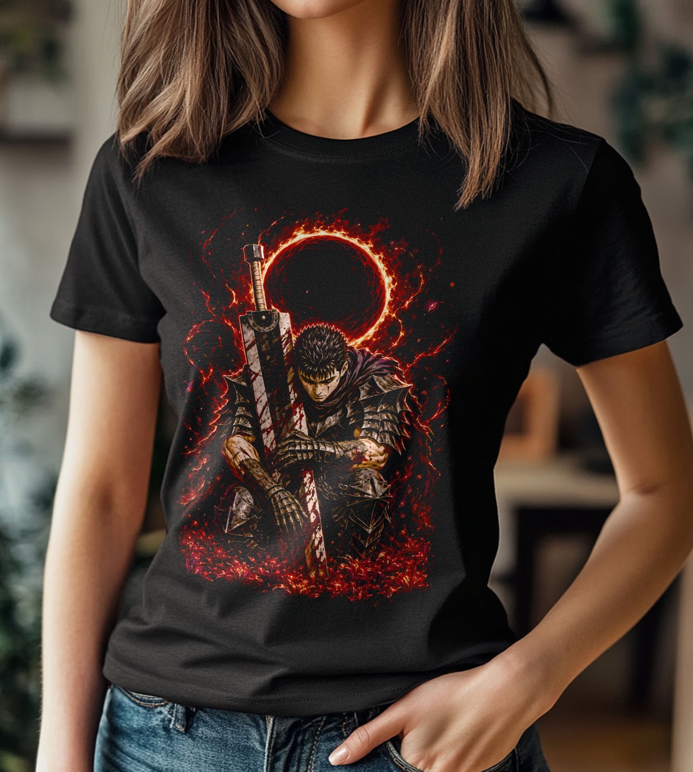 Berserk Guts Kneeling Anime Graphic Tee