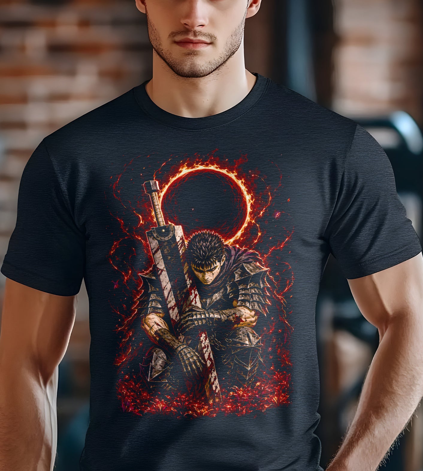 Berserk Guts Kneeling Anime Graphic Tee