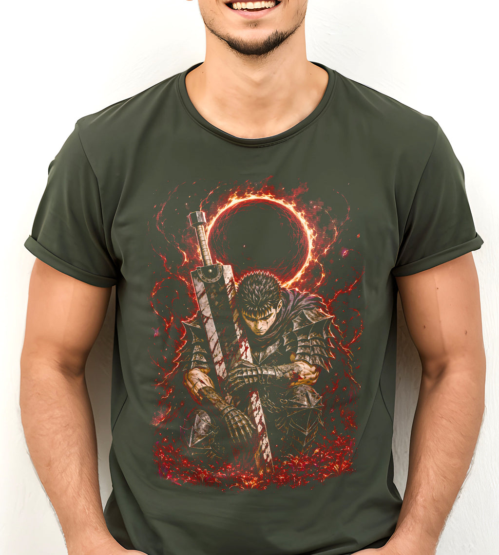 Berserk Guts Kneeling Anime Graphic Tee