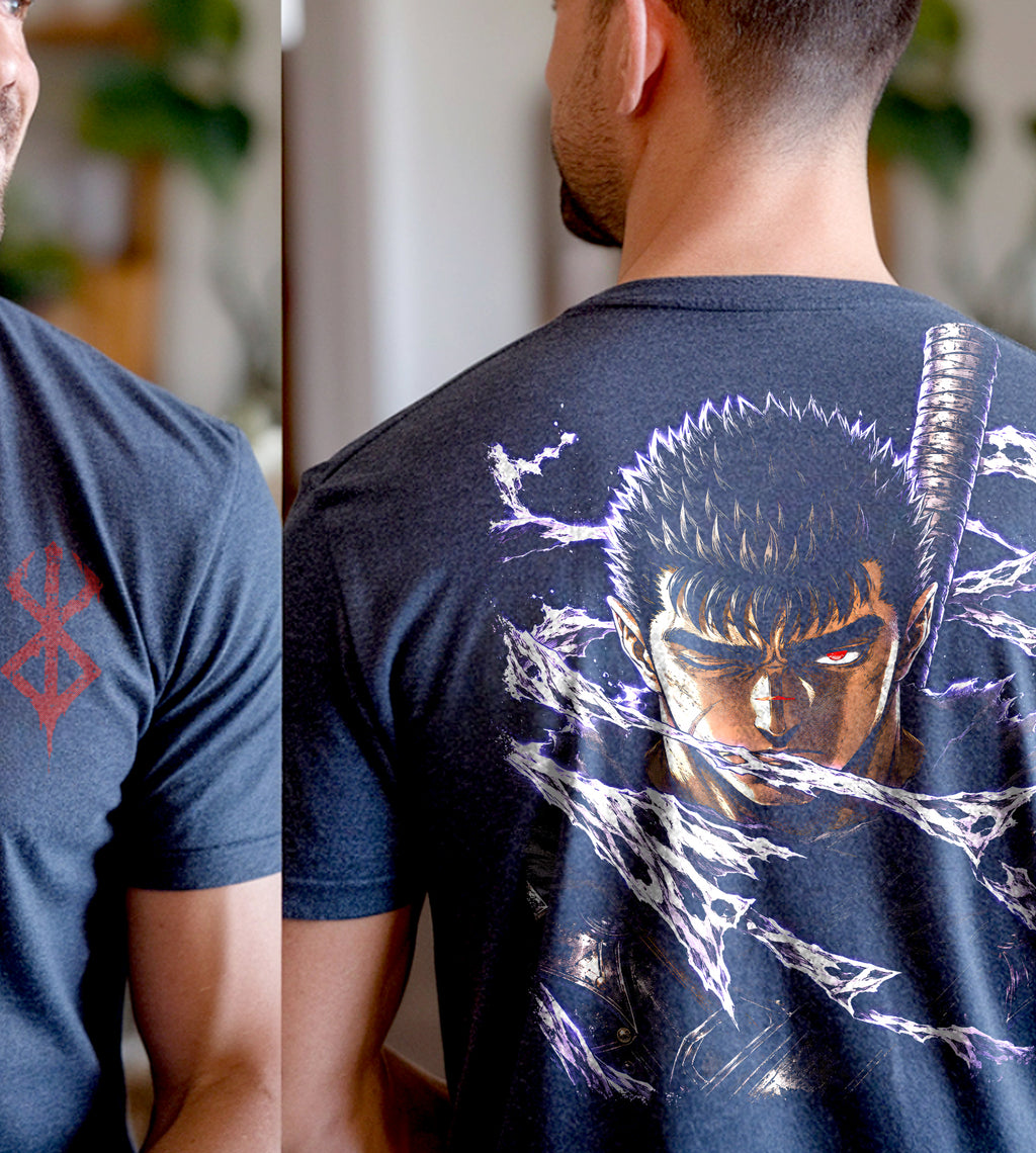 Berserk Guts Shredded Anime Front and Back Graphic Tee
