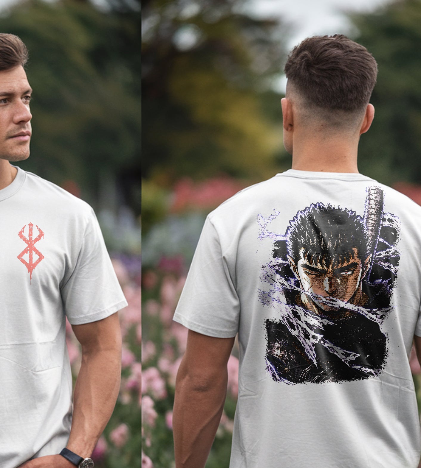 Berserk Guts Shredded Anime Front and Back Graphic Tee