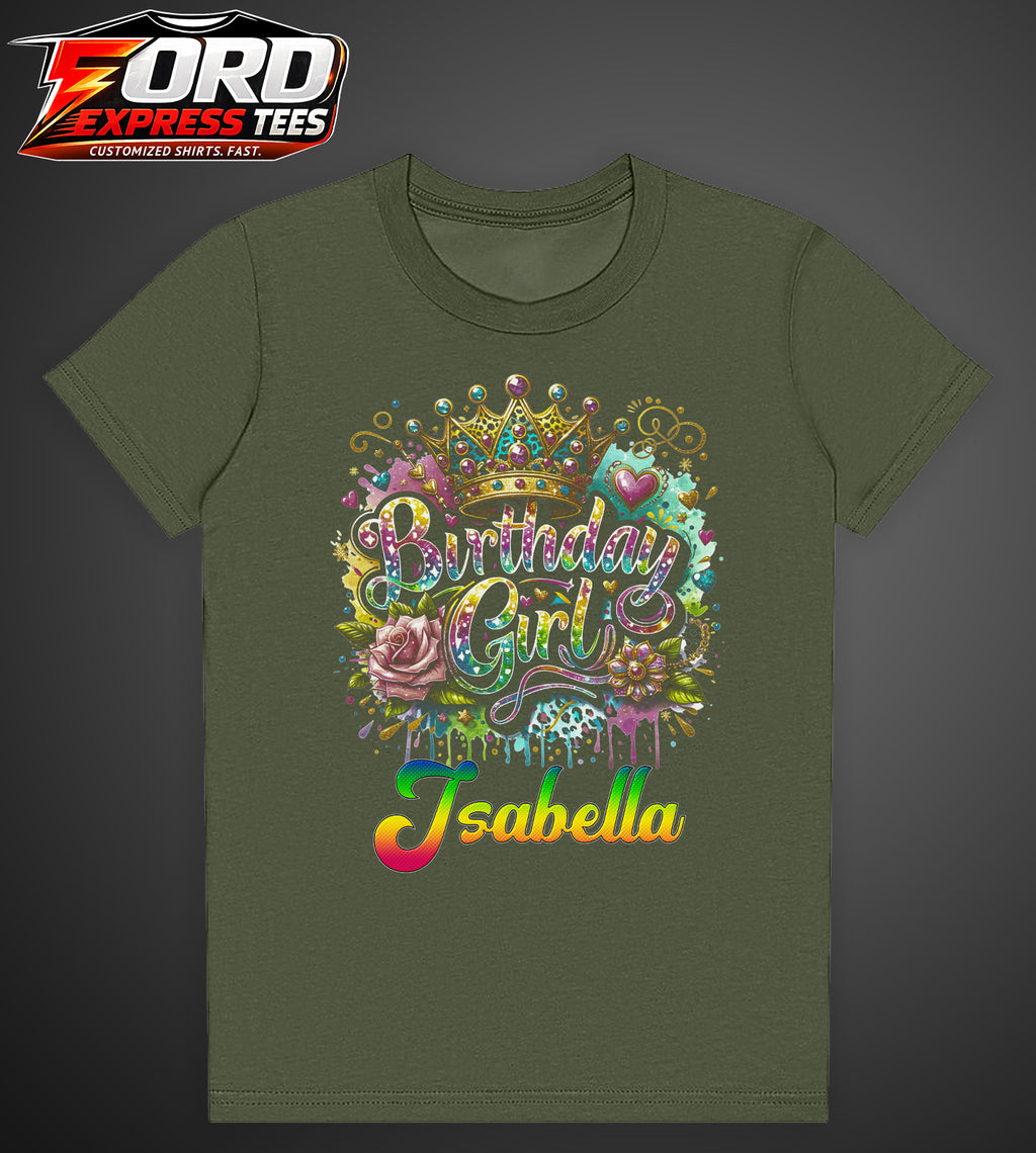 Birthday Girl Customized Name Graphic Tee