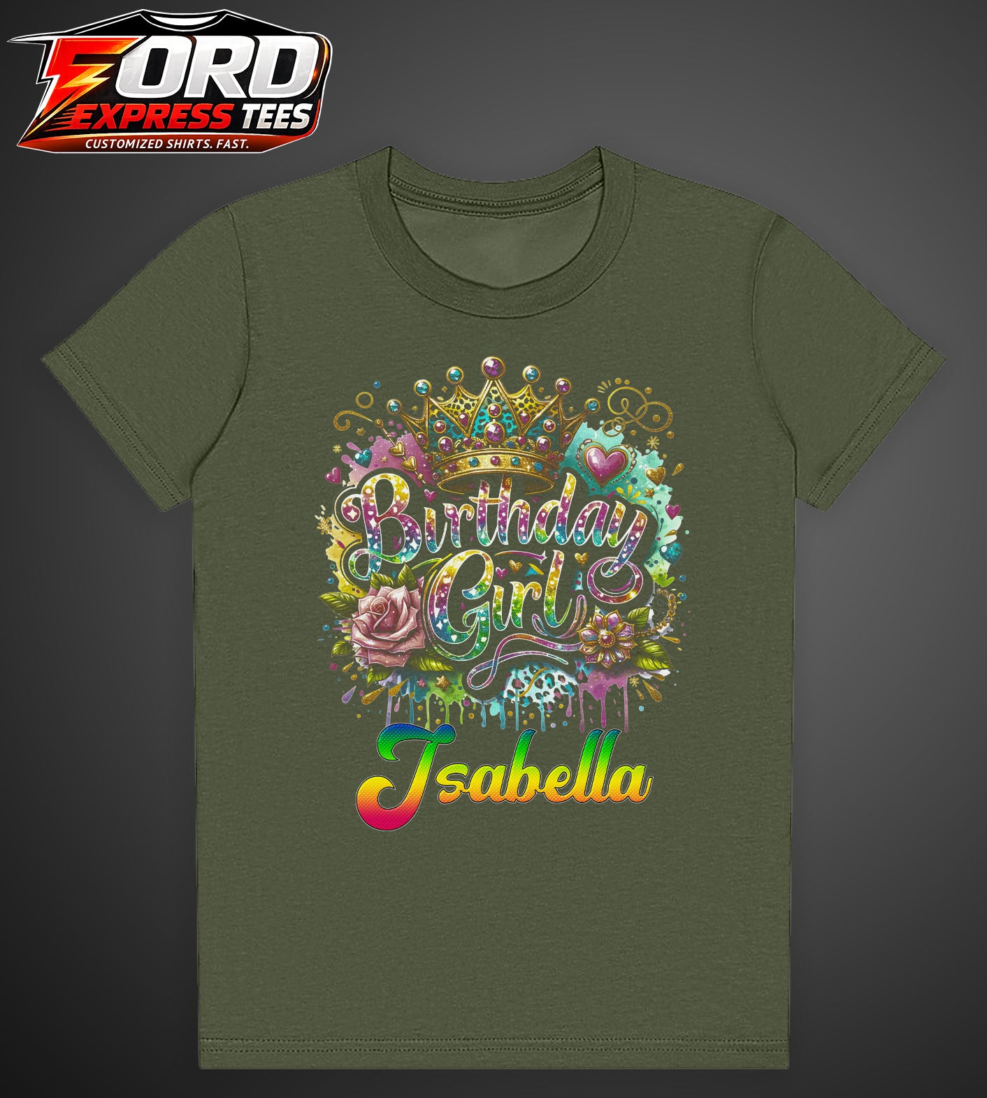 Birthday Girl Customized Name Graphic Tee