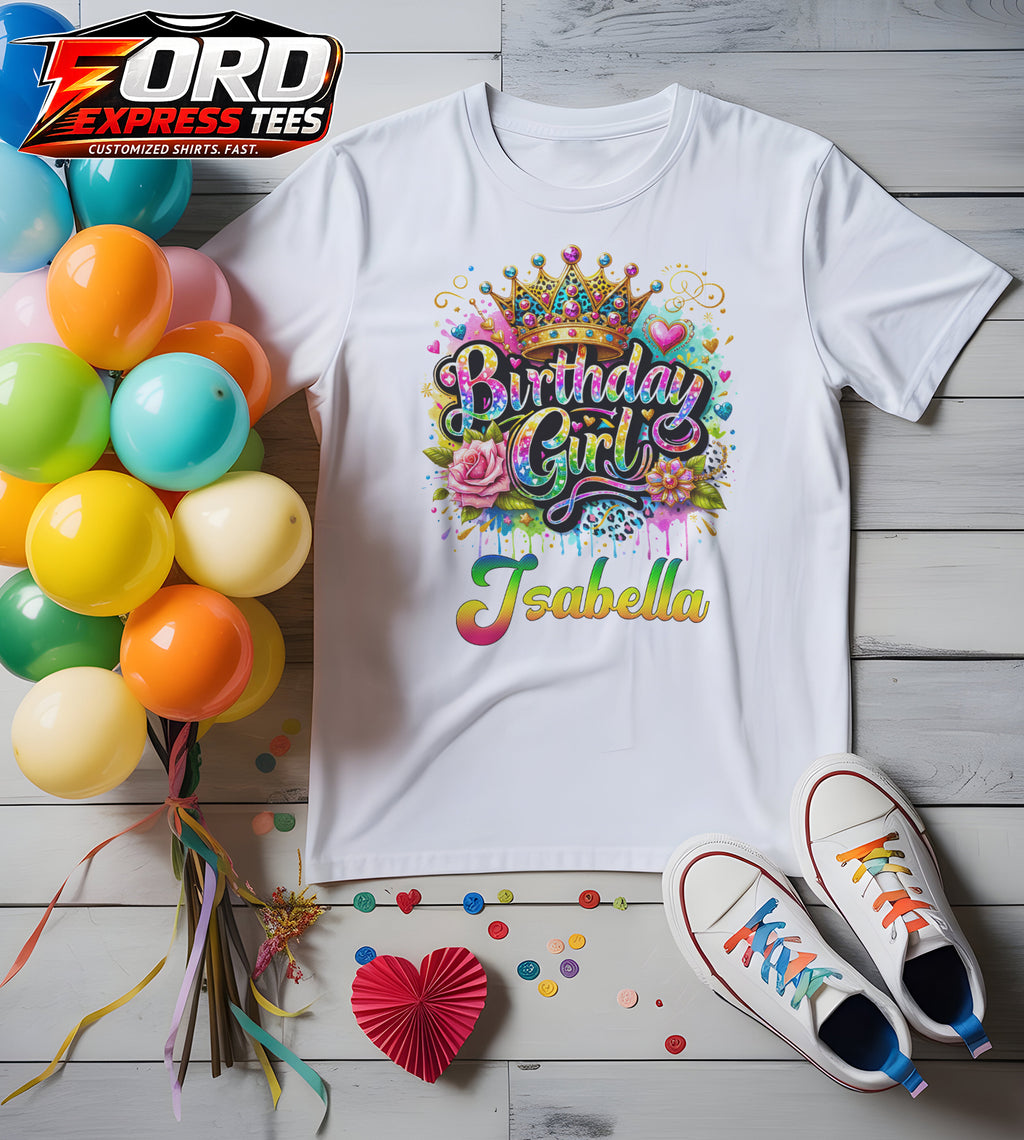 Birthday Girl Customized Name Graphic Tee