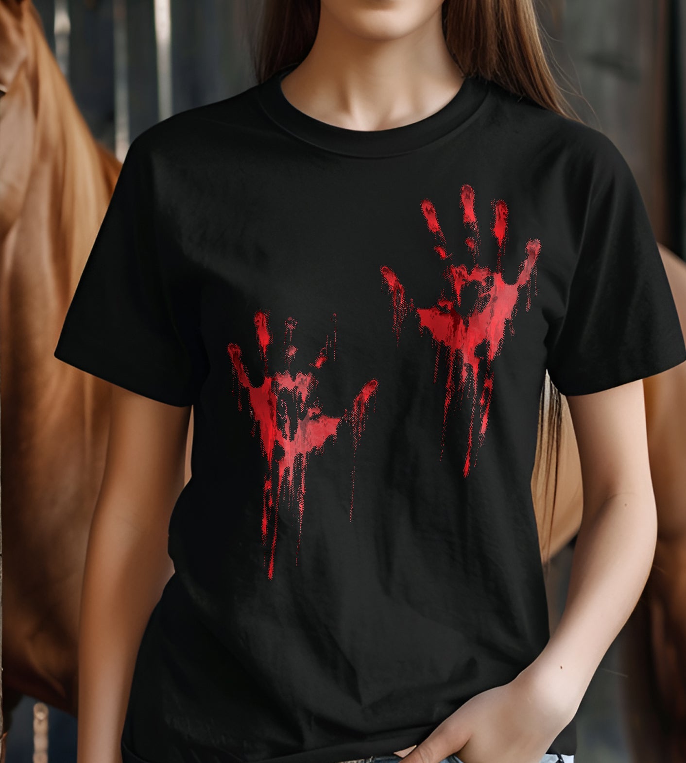Blood Staind Hands Halloween Graphic Tee
