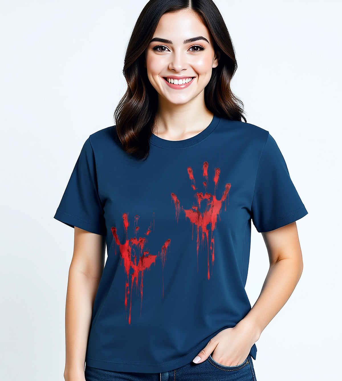 Blood Staind Hands Halloween Graphic Tee
