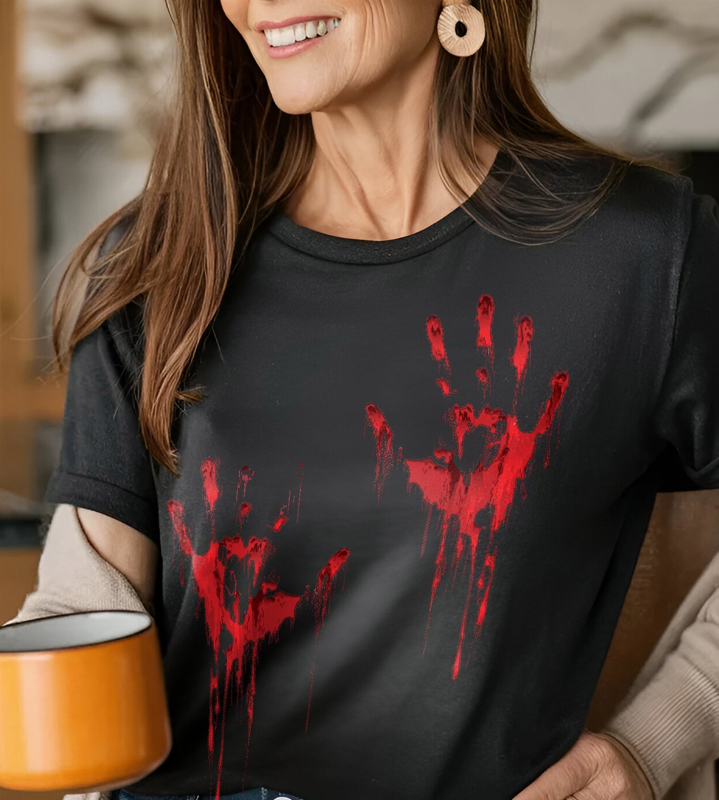 Blood Staind Hands Halloween Graphic Tee