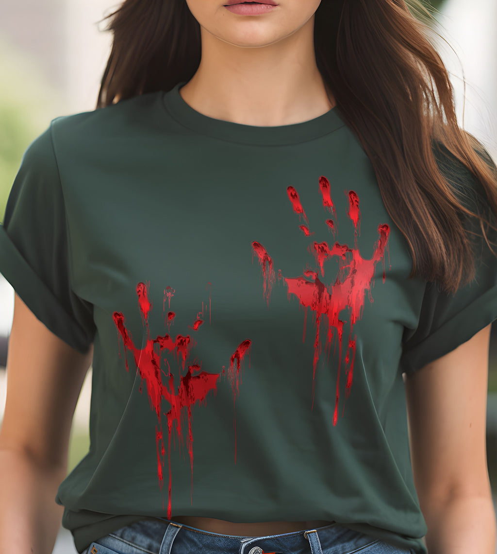 Blood Staind Hands Halloween Graphic Tee