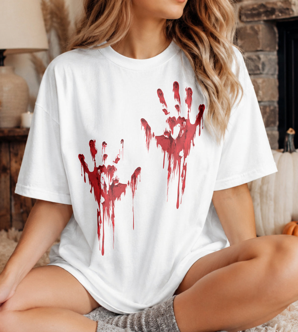 Blood Staind Hands Halloween Graphic Tee