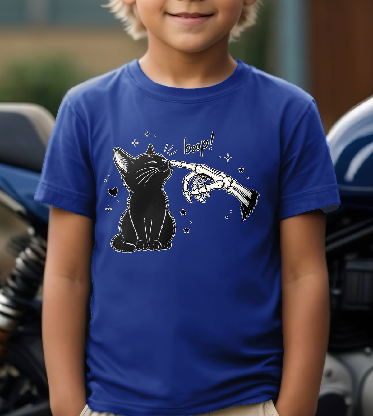 Boop Cat Skeleton Halloween Graphic Tee