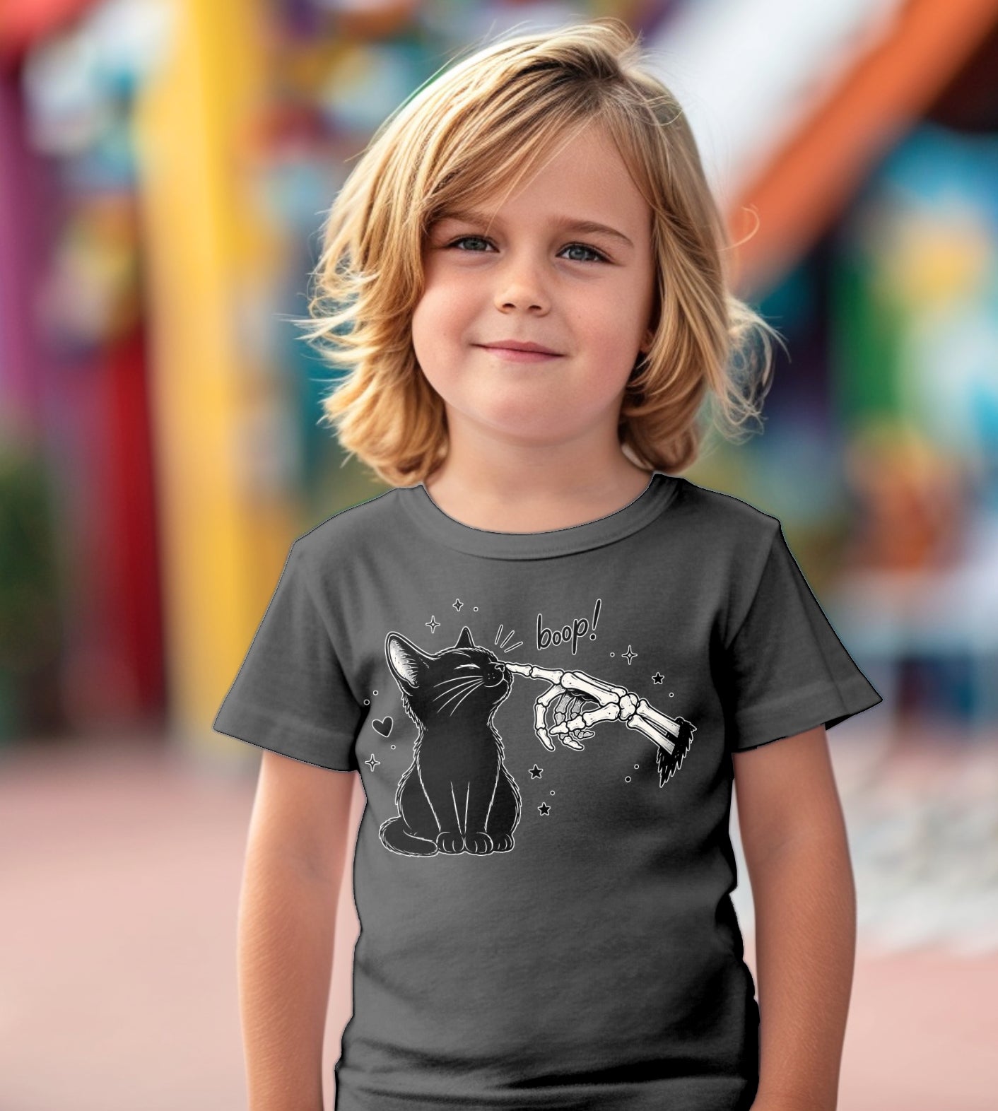 Boop Cat Skeleton Halloween Graphic Tee