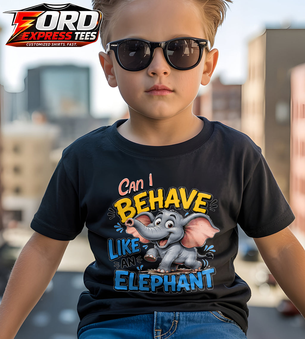Can I Behave Funny Elephant Graphic Tee
