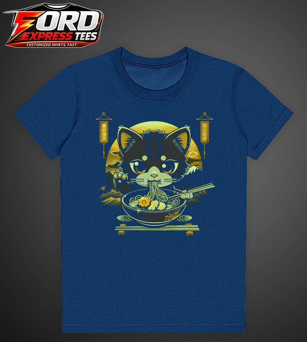 Cat Eating Ramen Graphic Tee
