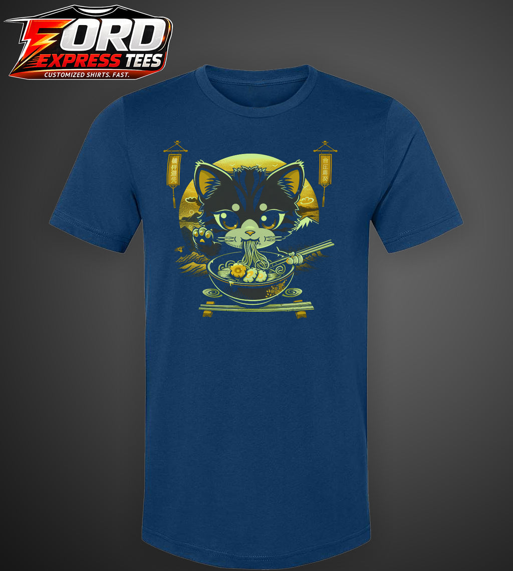 Cat Eating Ramen Graphic Tee