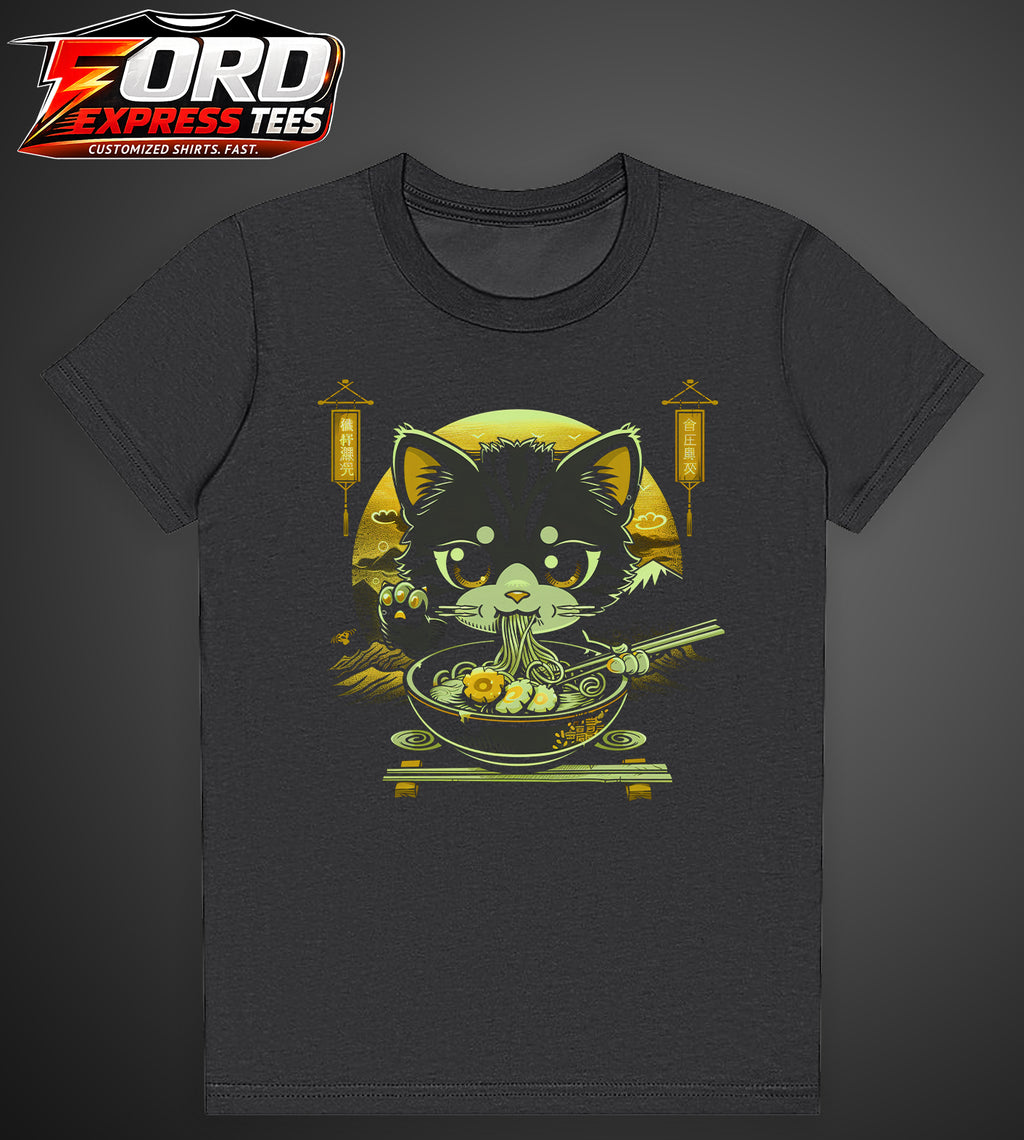 Cat Eating Ramen Graphic Tee