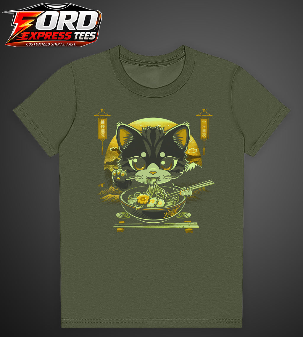 Cat Eating Ramen Graphic Tee