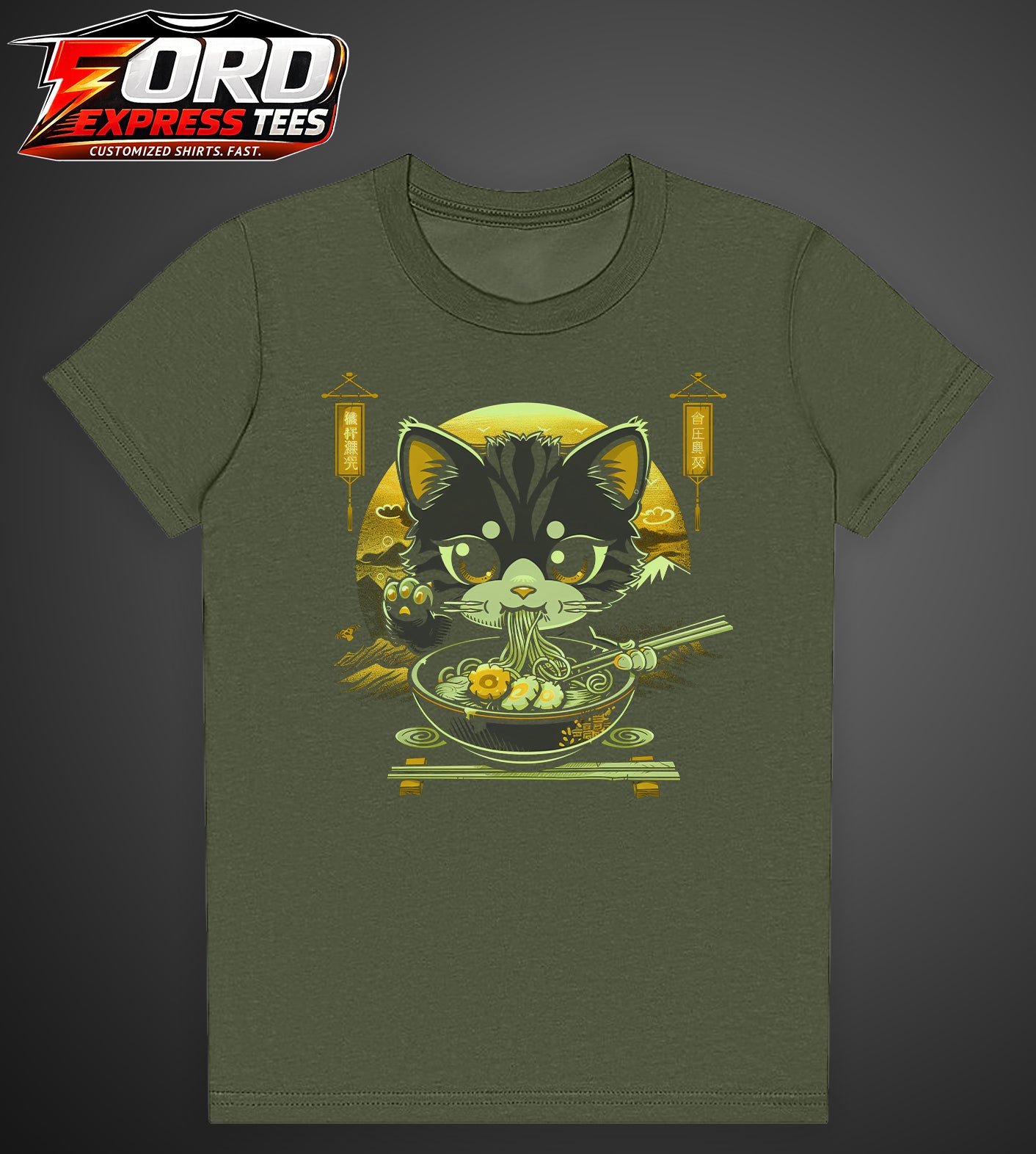 Cat Eating Ramen Graphic Tee