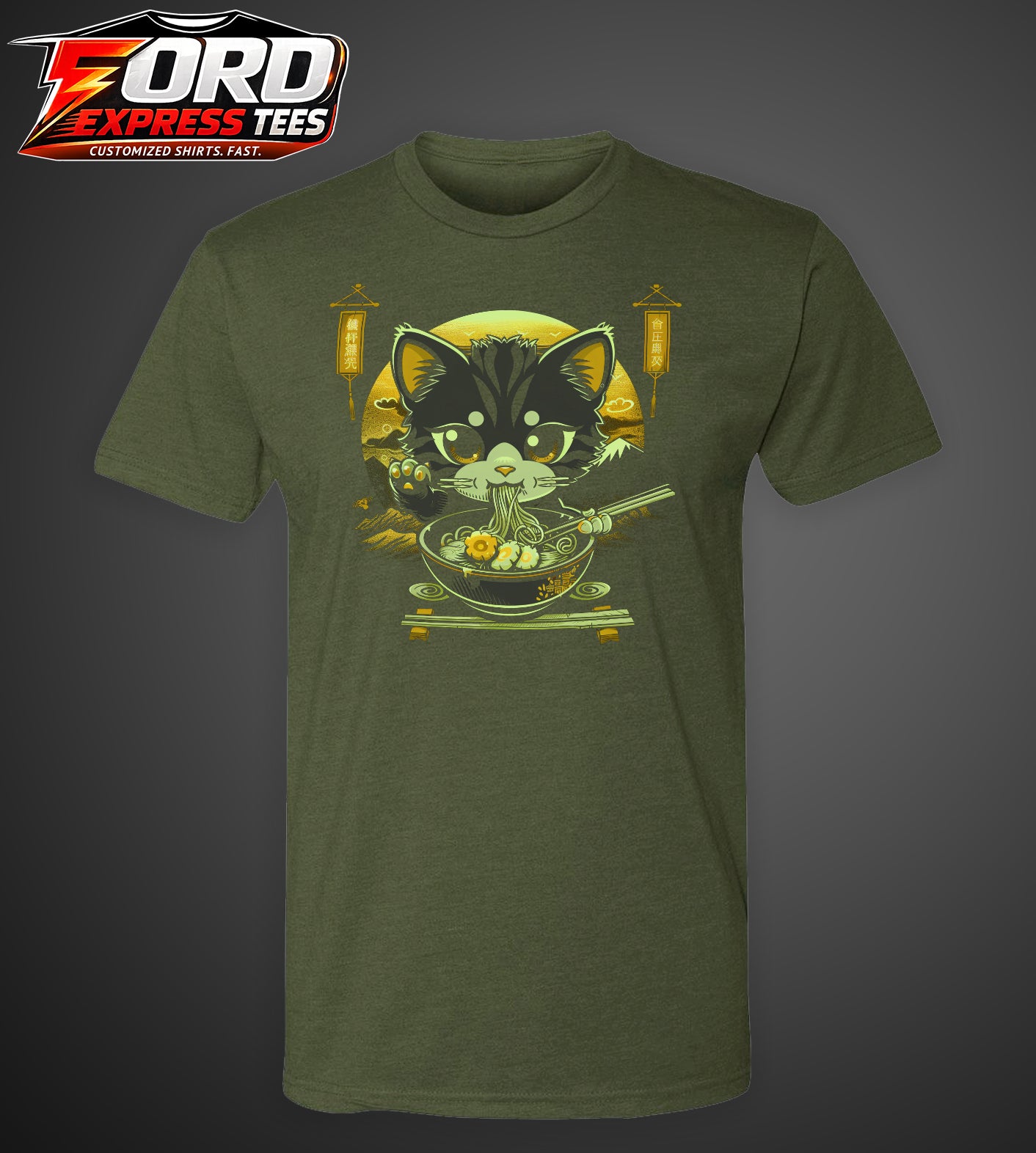 Cat Eating Ramen Graphic Tee