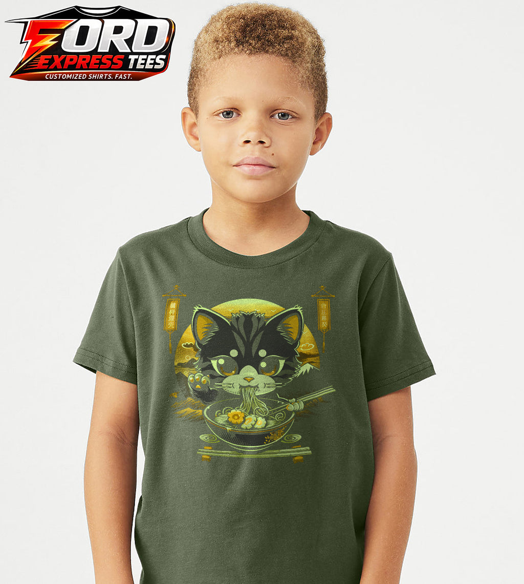 Cat Eating Ramen Graphic Tee