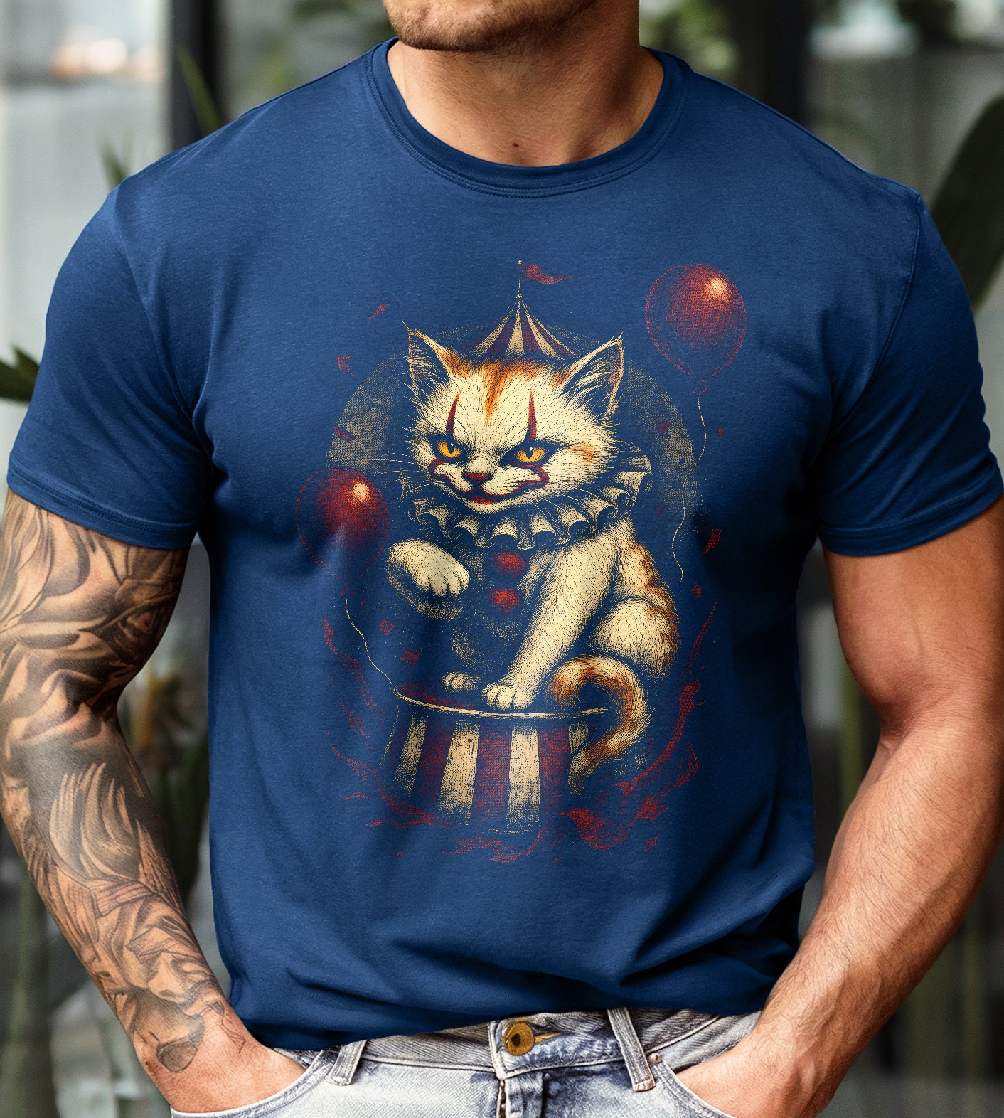 Halloween Clown Cat Graphic Tee