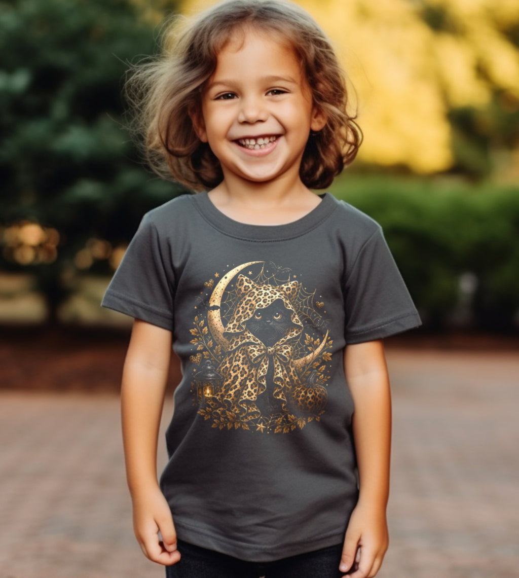 Halloween Cat Leopard Trick or Treat Graphic Tee