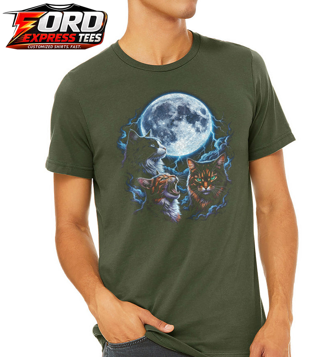 Cats with Moon and Lightning Graphic Tee