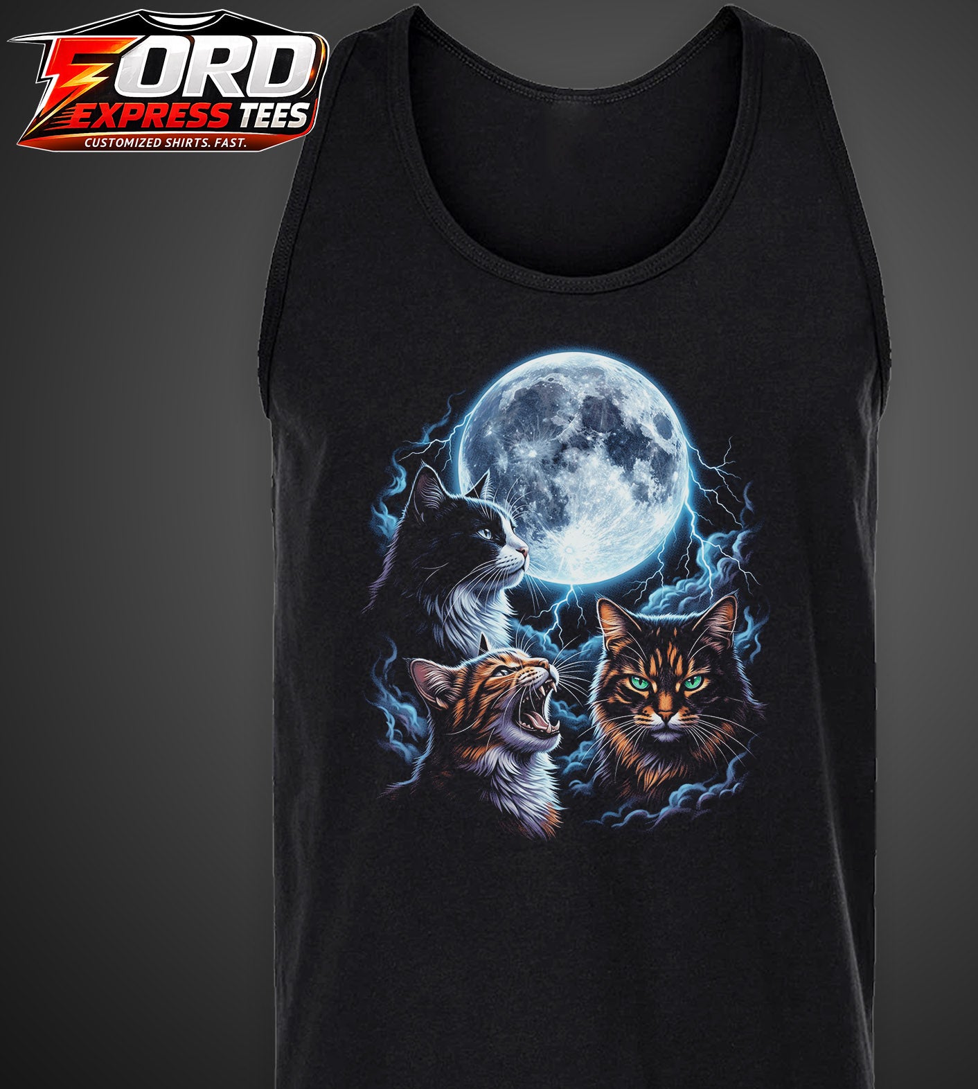Cats with Moon Lightning Graphic Tank