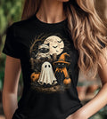 Halloween Cat Witch Trick or Treat Graphic Tee