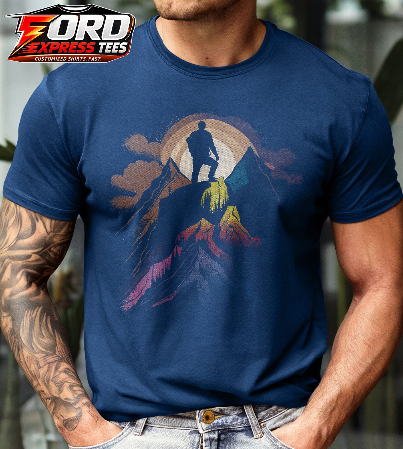 Colorful Hiking Mountain Graphic Tee