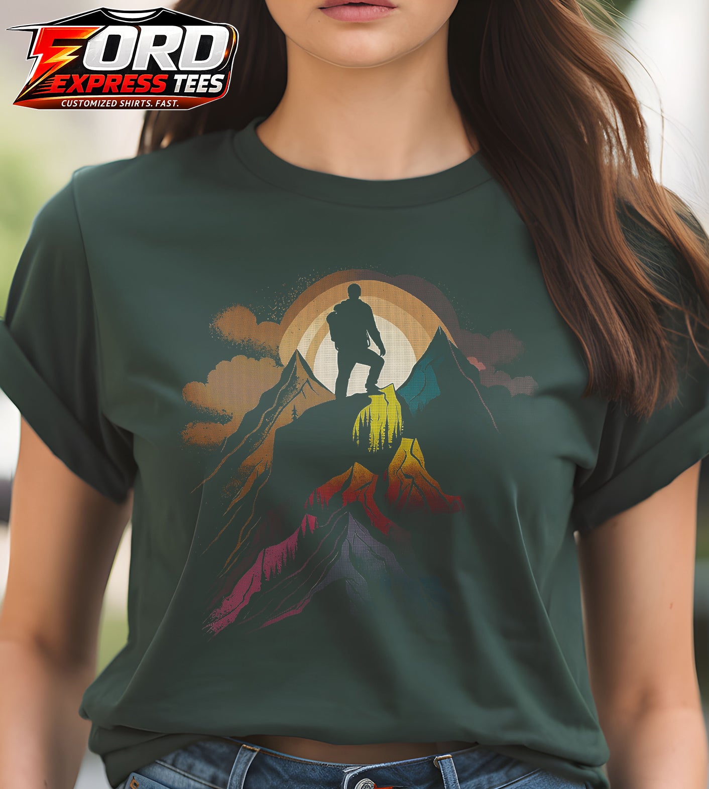 Colorful Hiking Mountain Graphic Tee