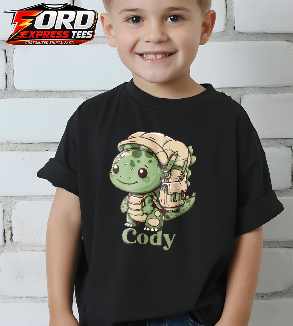 Dinosaur Hiking Customized Name Graphic Tee