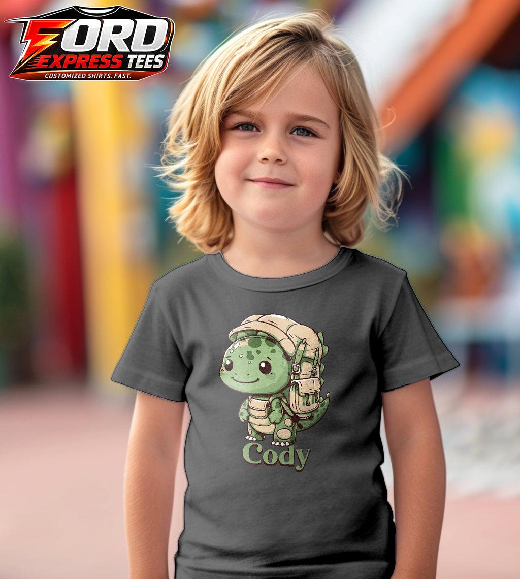 Dinosaur Hiking Customized Name Graphic Tee