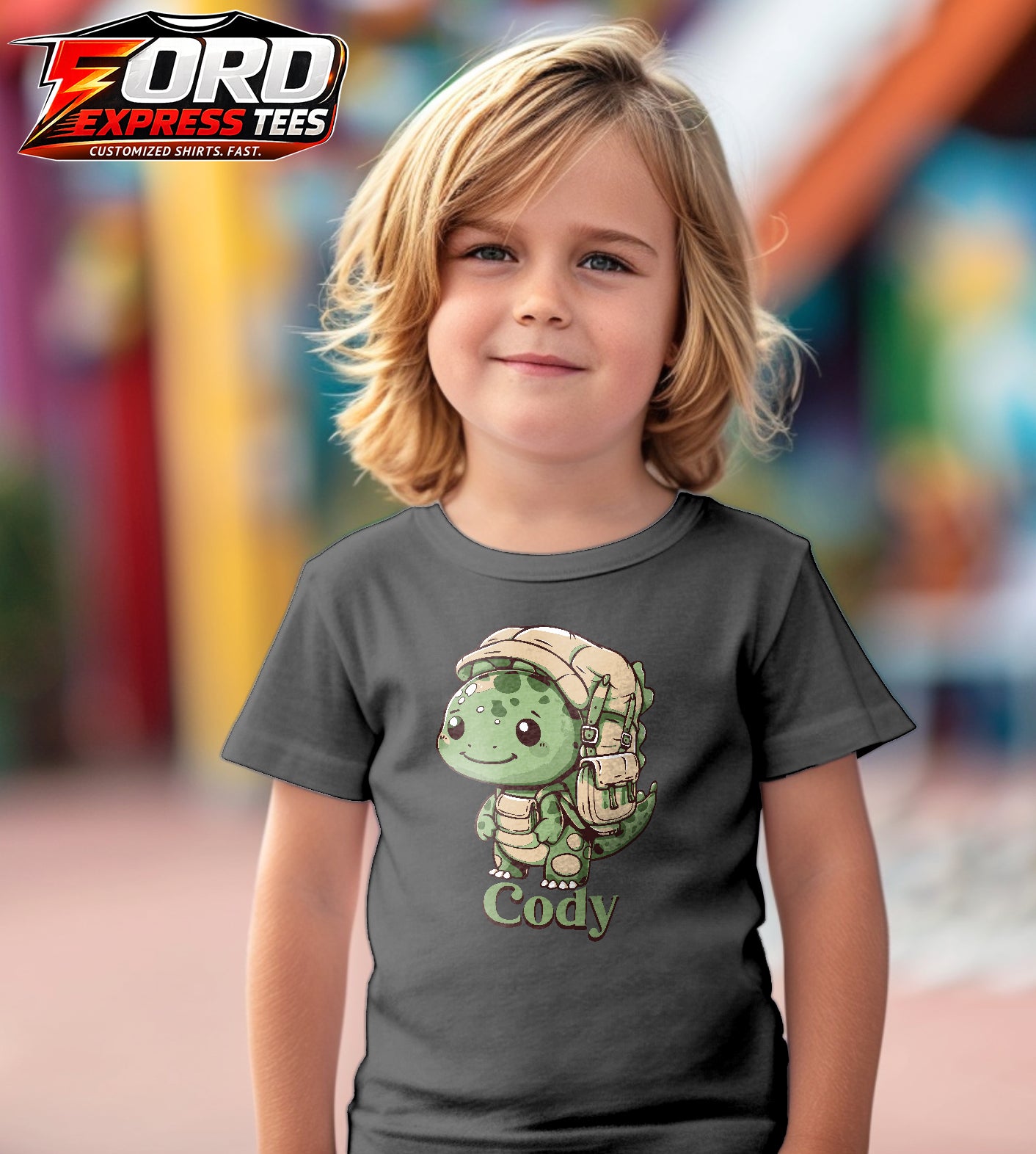 Dinosaur Hiking Customized Name Graphic Tee