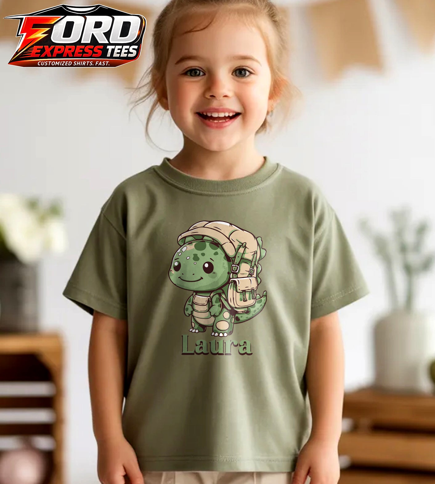 Dinosaur Hiking Customized Name Graphic Tee