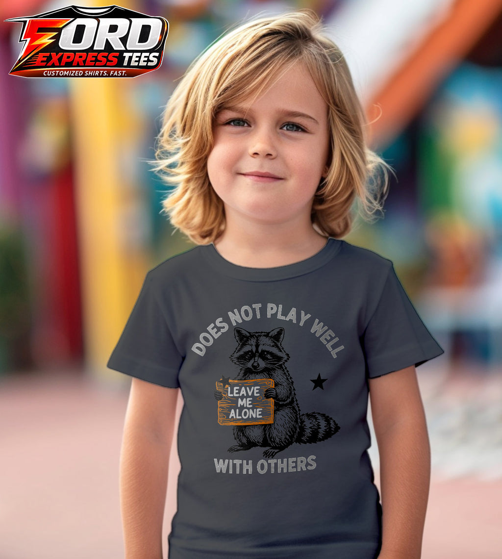 Does Not Play Well Funny Raccoon Graphic Tee